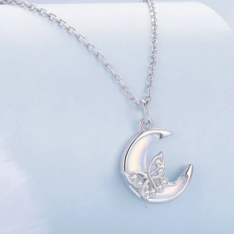 (image pour) Collier en style Pandora avec pendentif papillon lune - BSN353 - Afficher 2