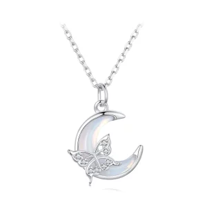 Collier en style Pandora avec pendentif papillon lune - BSN353 (image pour) Collier en style Pandora avec pendentif papillon lune - BSN353