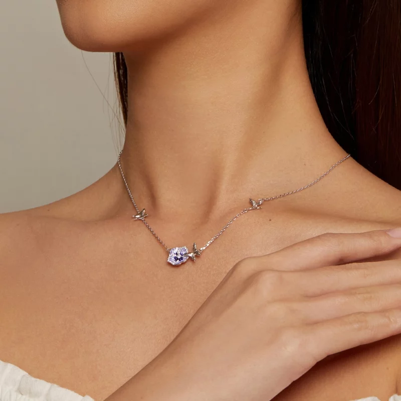(image pour) Collier extensible style Pandora avec des fleurs de pensée - BSN336 - Afficher 7