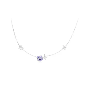 Collier extensible style Pandora avec des fleurs de pensée - BSN336 (image pour) Collier extensible style Pandora avec des fleurs de pensée - BSN336