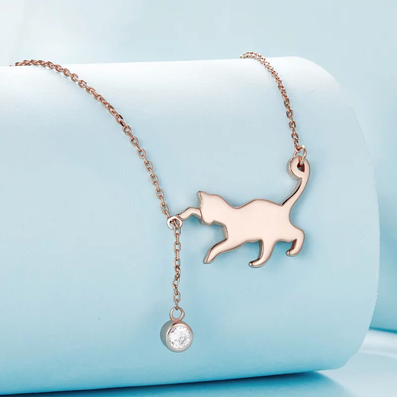 (image pour) Collier Pandora Style en or rose avec médaillon Chaton Coquin - SCN232-C - Afficher 3