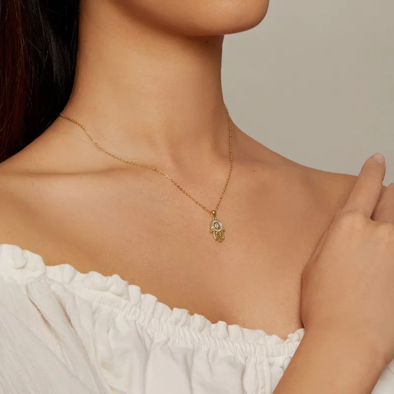 (image pour) Collier Pandora Style Fatima's Guardian en doré - SCN264-B - Afficher 4