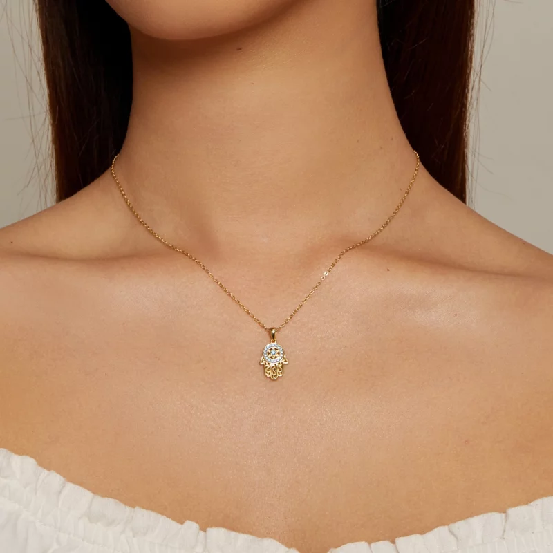 (image pour) Collier Pandora Style Fatima's Guardian en doré - SCN264-B - Afficher 5