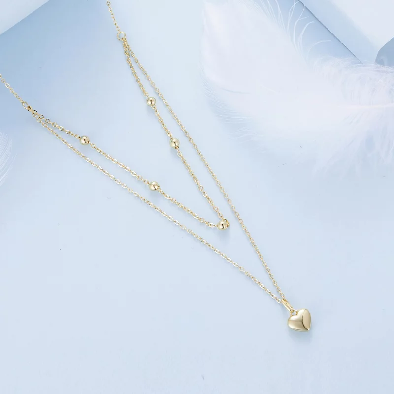 (image pour) Collier perlé en forme de cœur doré style Pandora - BSN168-B - Afficher 3
