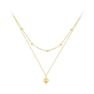 Collier perlé en forme de cœur doré style Pandora - BSN168-B (image pour) Collier perlé en forme de cœur doré style Pandora - BSN168-B