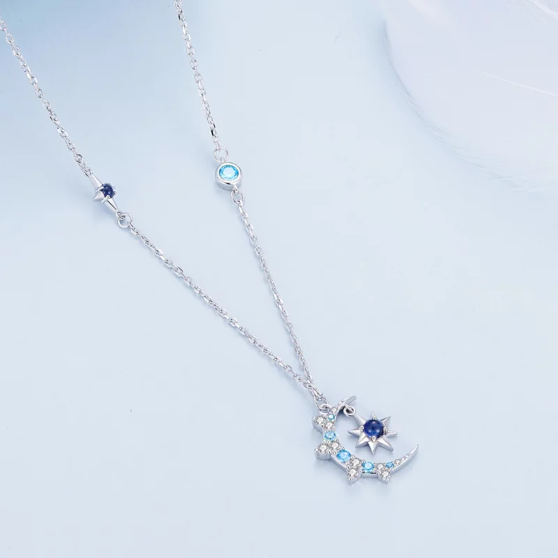 (image pour) Collier style Pandora avec pendentif en forme de lune et étoile - BSN347 - Afficher 2