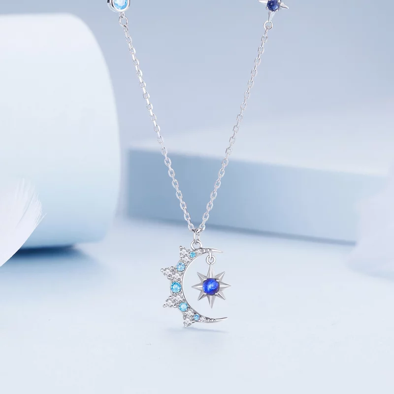 (image pour) Collier style Pandora avec pendentif en forme de lune et étoile - BSN347 - Afficher 3