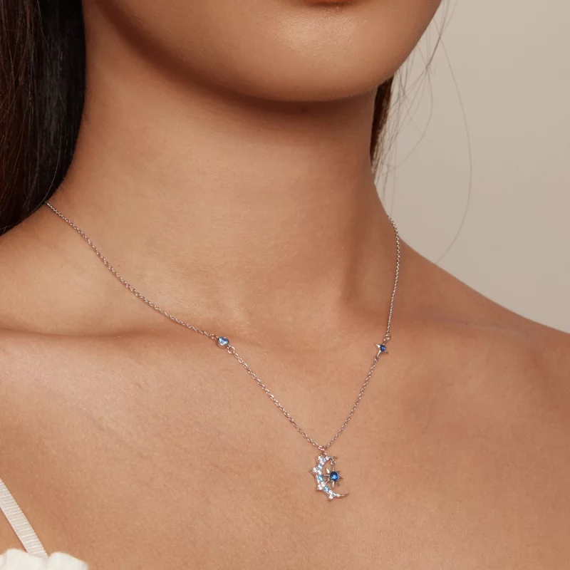 (image pour) Collier style Pandora avec pendentif en forme de lune et étoile - BSN347 - Afficher 5