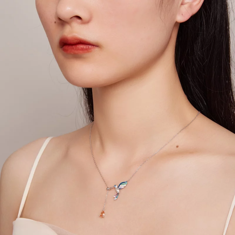 (image pour) Collier style Pandora avec un colibri - BSN305 - Afficher 7