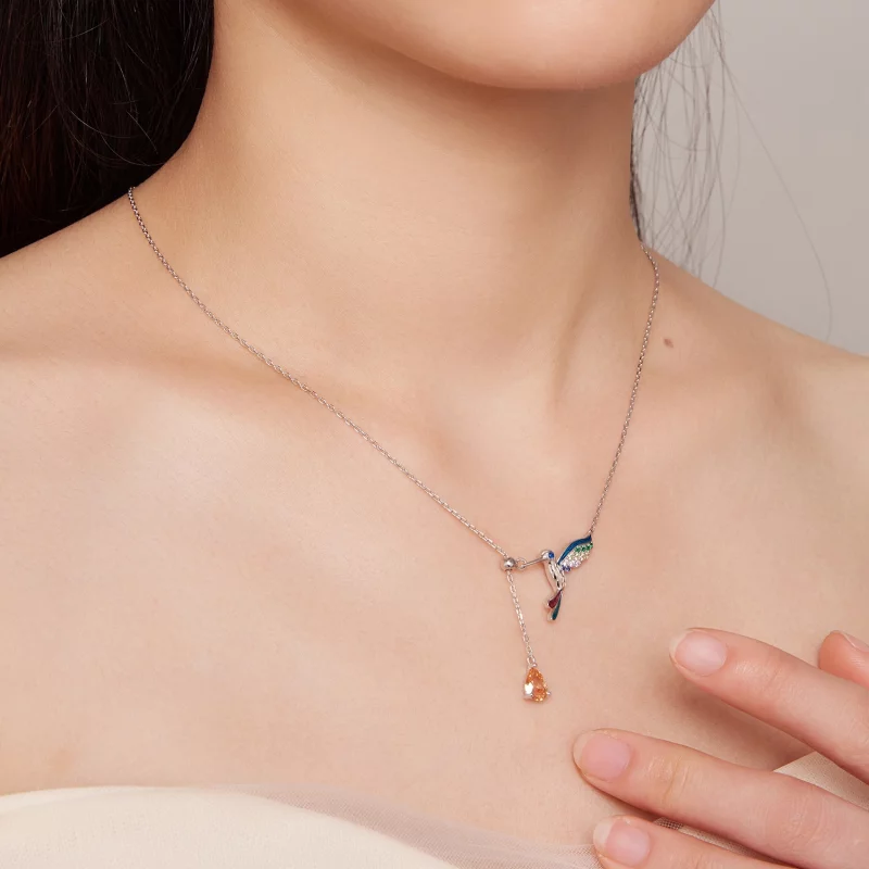 (image pour) Collier style Pandora avec un colibri - BSN305 - Afficher 8