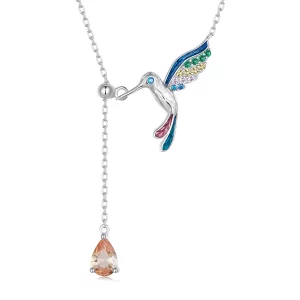 (image pour) Collier style Pandora avec un colibri - BSN305