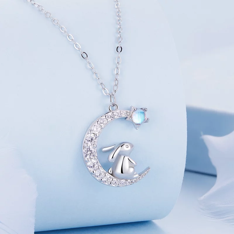 (image pour) Collier style Pandora avec un lapin lunaire - BSN302 - Afficher 2