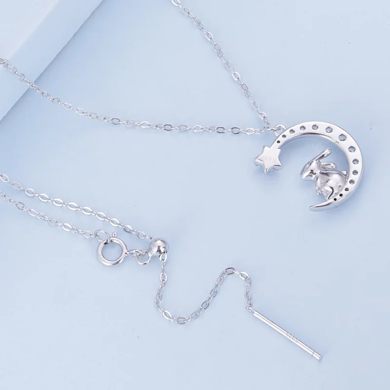 (image pour) Collier style Pandora avec un lapin lunaire - BSN302 - Afficher 4