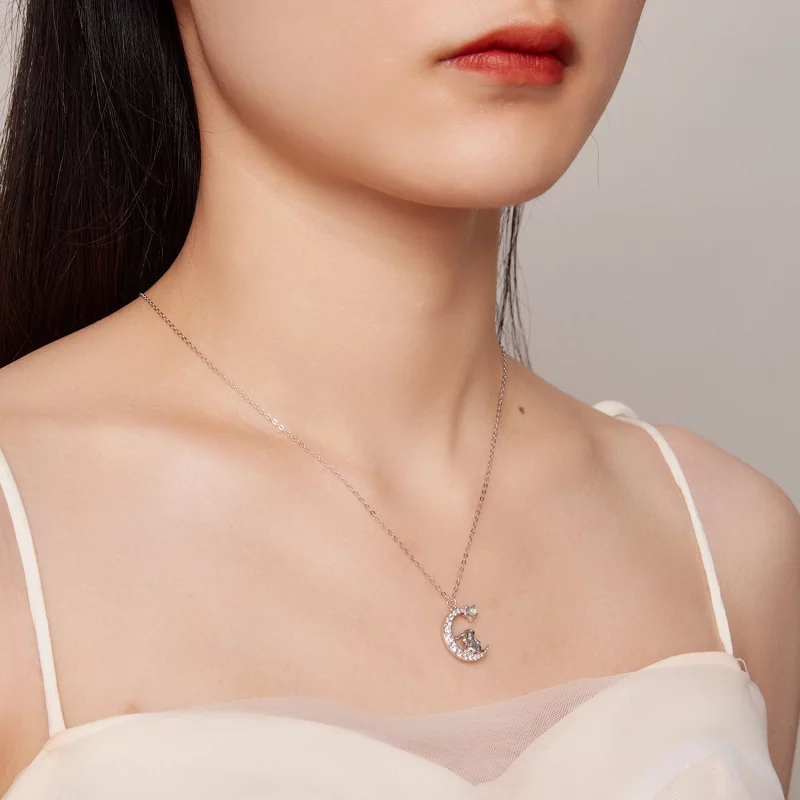 (image pour) Collier style Pandora avec un lapin lunaire - BSN302 - Afficher 6
