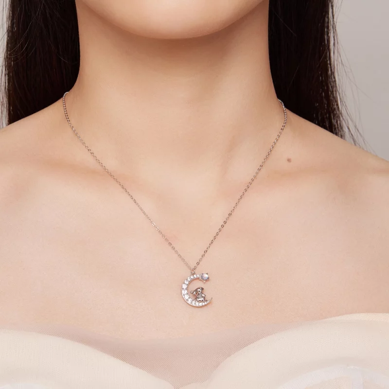 (image pour) Collier style Pandora avec un lapin lunaire - BSN302 - Afficher 8