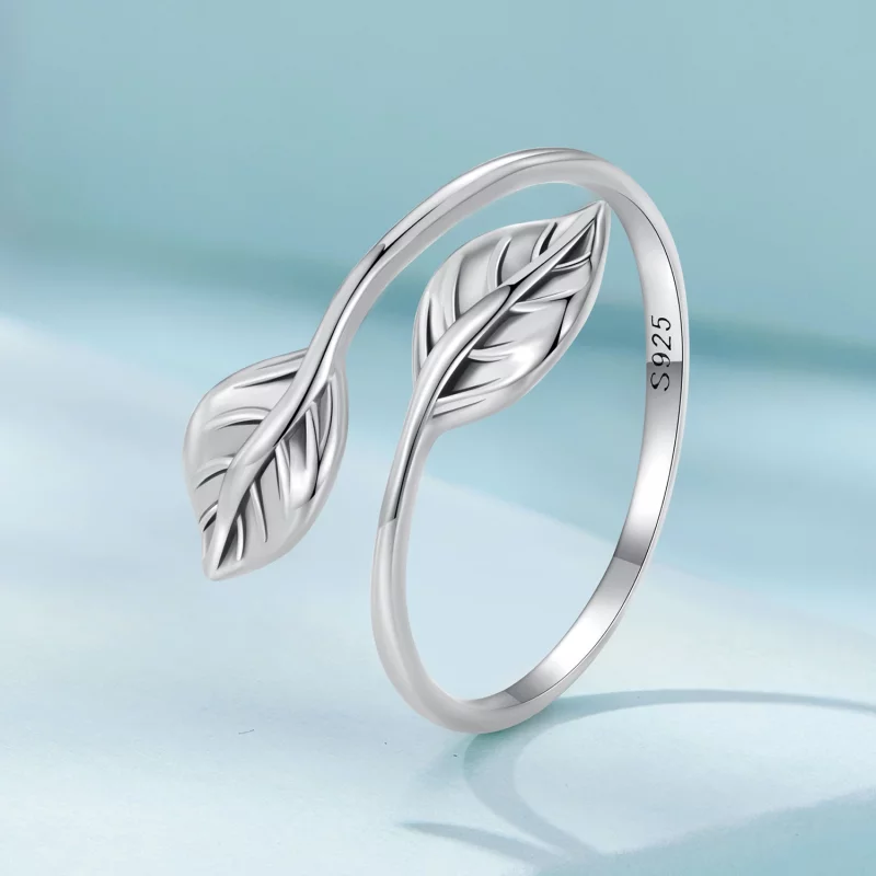 (image pour) Pandora Style Bague Ouverture Feuille - SCR975-E - Afficher 2