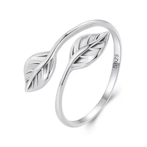 (image pour) Pandora Style Bague Ouverture Feuille - SCR975-E
