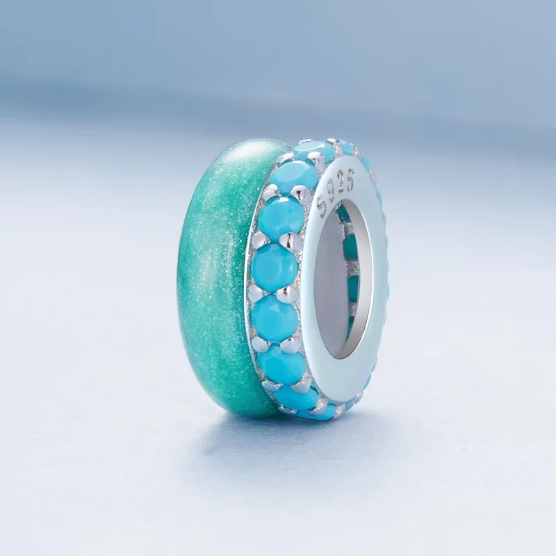 (image pour) Pandora Style Double Couche Bleu Silicone Spacer - BSC883-TQ - Afficher 2