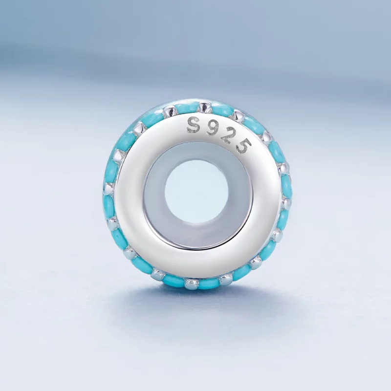 (image pour) Pandora Style Double Couche Bleu Silicone Spacer - BSC883-TQ - Afficher 3