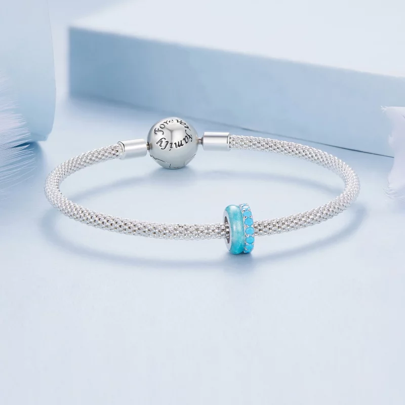 (image pour) Pandora Style Double Couche Bleu Silicone Spacer - BSC883-TQ - Afficher 5