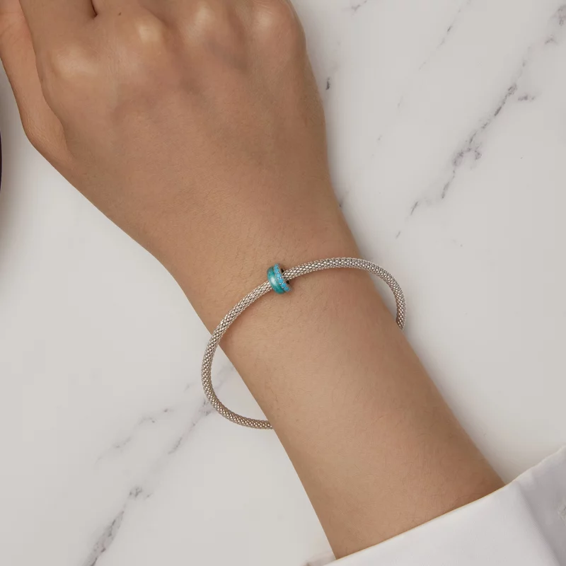 (image pour) Pandora Style Double Couche Bleu Silicone Spacer - BSC883-TQ - Afficher 6