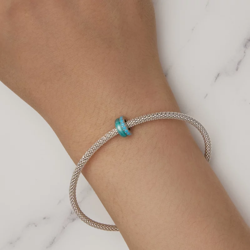 (image pour) Pandora Style Double Couche Bleu Silicone Spacer - BSC883-TQ - Afficher 7