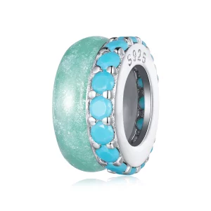 (image pour) Pandora Style Double Couche Bleu Silicone Spacer - BSC883-TQ