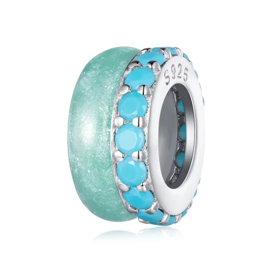 (image pour) Pandora Style Double Couche Bleu Silicone Spacer - BSC883-TQ