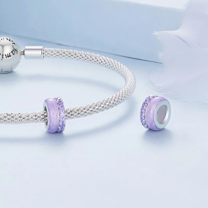 (image pour) Pandora Style Double Couche Violette en Silicone Espacement - BSC883-VT - Afficher 4