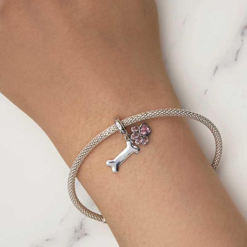 (image pour) Pendentif à breloque en forme de patte de chien rose style Pandora - SCC2127-PK - Afficher 5