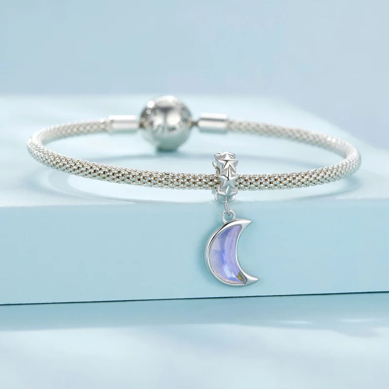 (image pour) Pendentif à breloque style Pandora - Lune scintillante - SCC2623 - Afficher 3