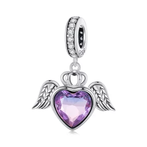 (image pour) Pendentif à breloques en forme de cœur avec des ailes - SCC2587