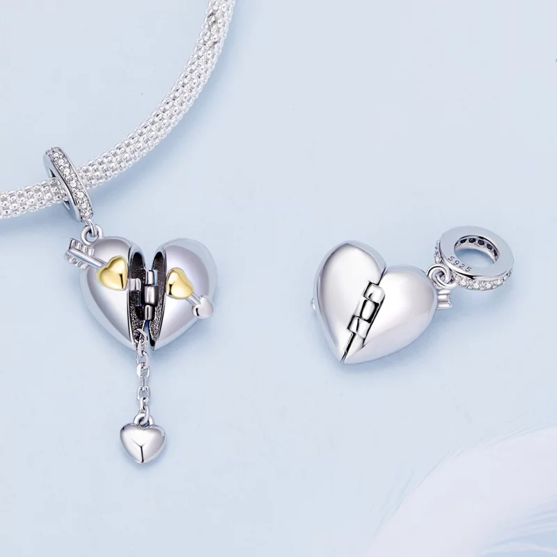 (image pour) Pendentif charm en forme de cœur ouvrable de style Pandora - BSC804 - Afficher 6