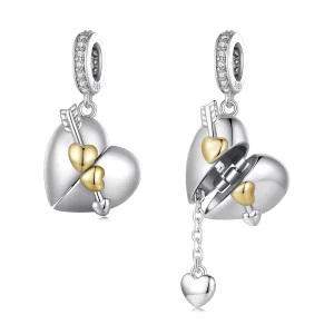 (image pour) Pendentif charm en forme de cœur ouvrable de style Pandora - BSC804
