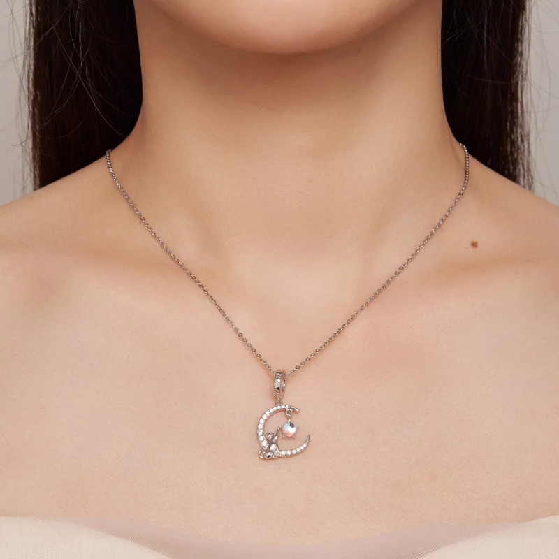 (image pour) Pendentif chat lune de style Pandora - BSC810 - Afficher 6