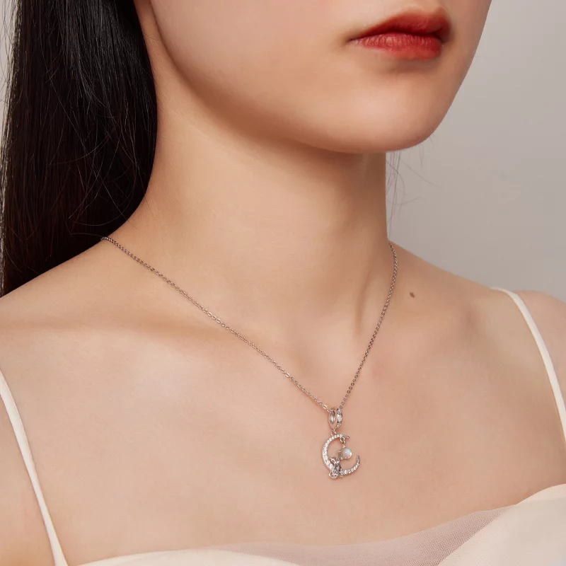 (image pour) Pendentif chat lune de style Pandora - BSC810 - Afficher 7