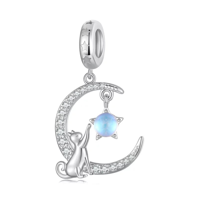 (image pour) Pendentif chat lune de style Pandora - BSC810 - Afficher 9