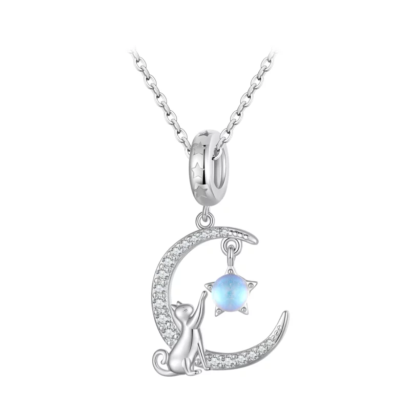 (image pour) Pendentif chat lune de style Pandora - BSC810 - Afficher 10