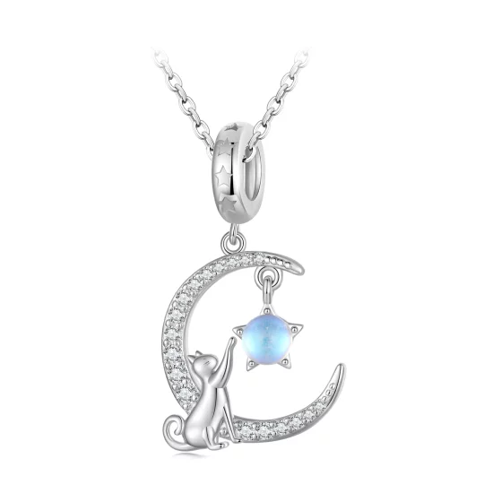 (image pour) Pendentif chat lune de style Pandora - BSC810
