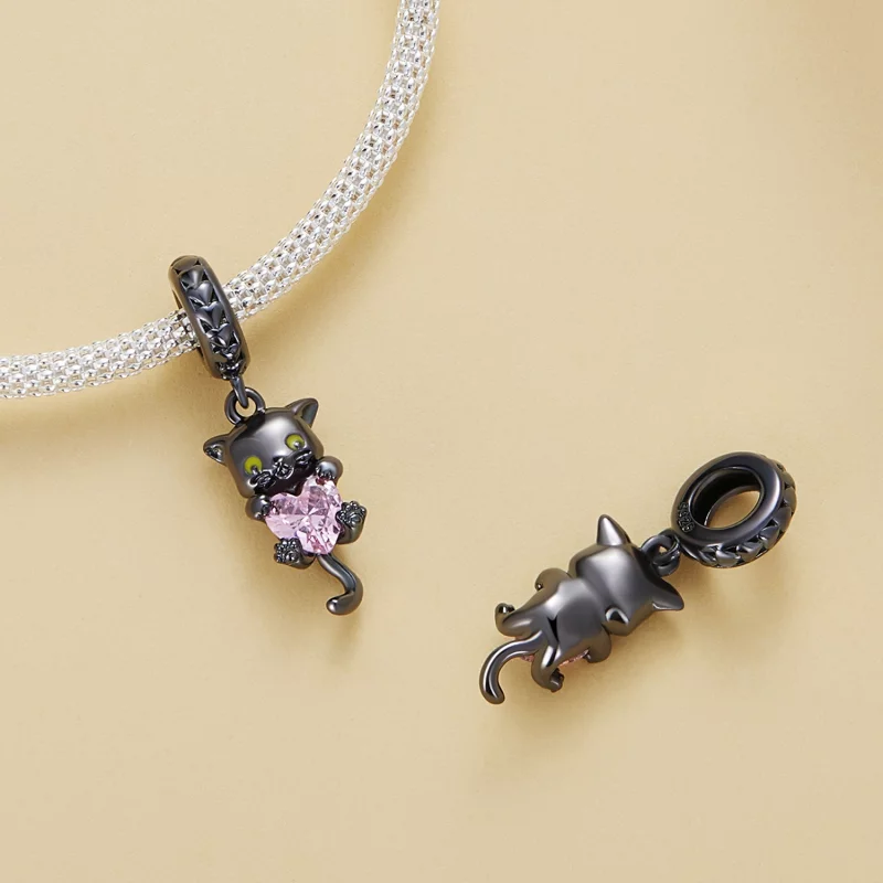 (image pour) Pendentif Chat Noir de Style Pandora - BSC800 - Afficher 4