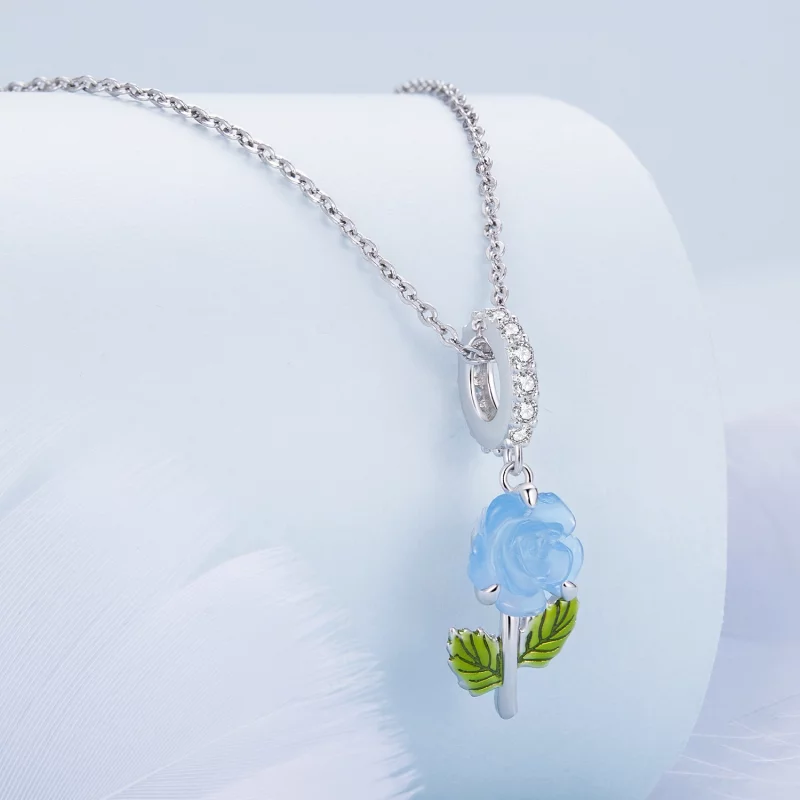 (image pour) Pendentif en cristal en forme de rose de style Pandora - BSC824-BU - Afficher 2