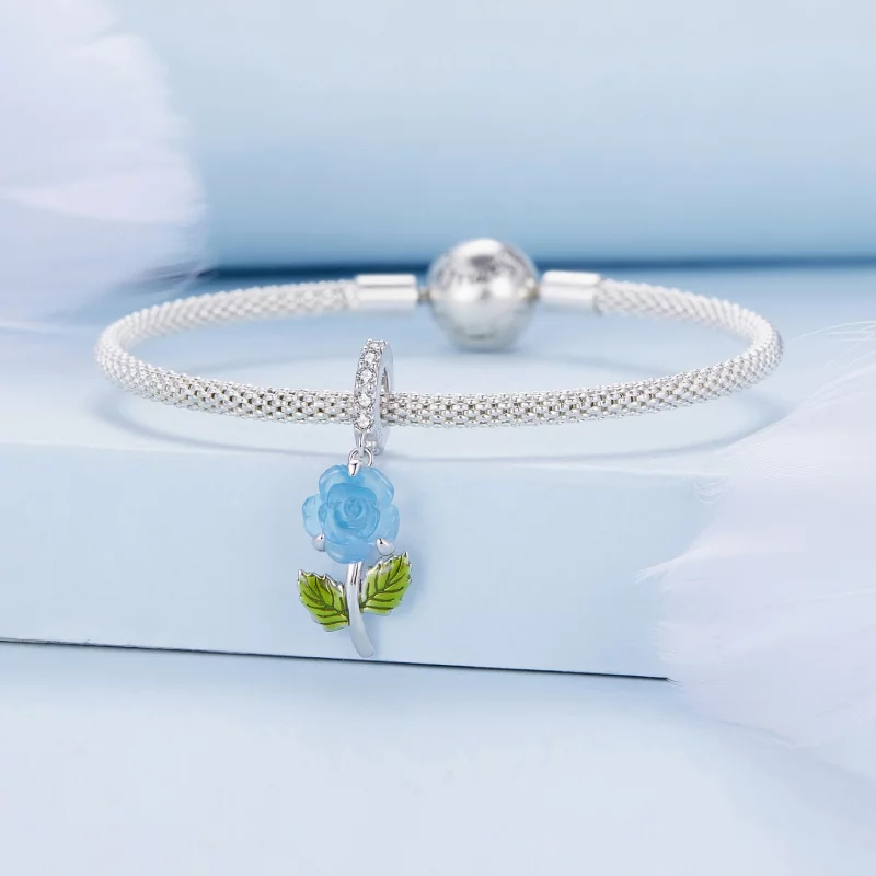 (image pour) Pendentif en cristal en forme de rose de style Pandora - BSC824-BU - Afficher 3