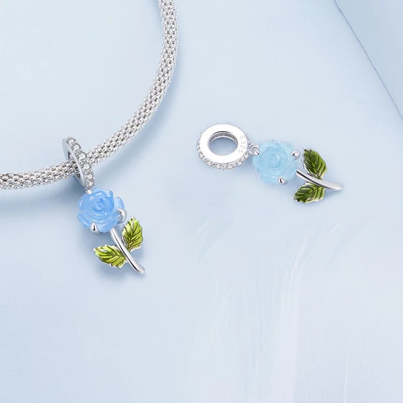 (image pour) Pendentif en cristal en forme de rose de style Pandora - BSC824-BU - Afficher 4