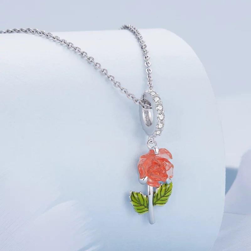 (image pour) Pendentif en cristal style Pandora avec rose suspendue - BSC824-OG - Afficher 2