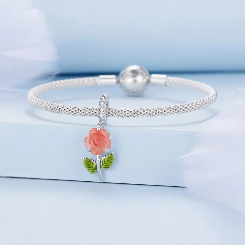 (image pour) Pendentif en cristal style Pandora avec rose suspendue - BSC824-OG - Afficher 3