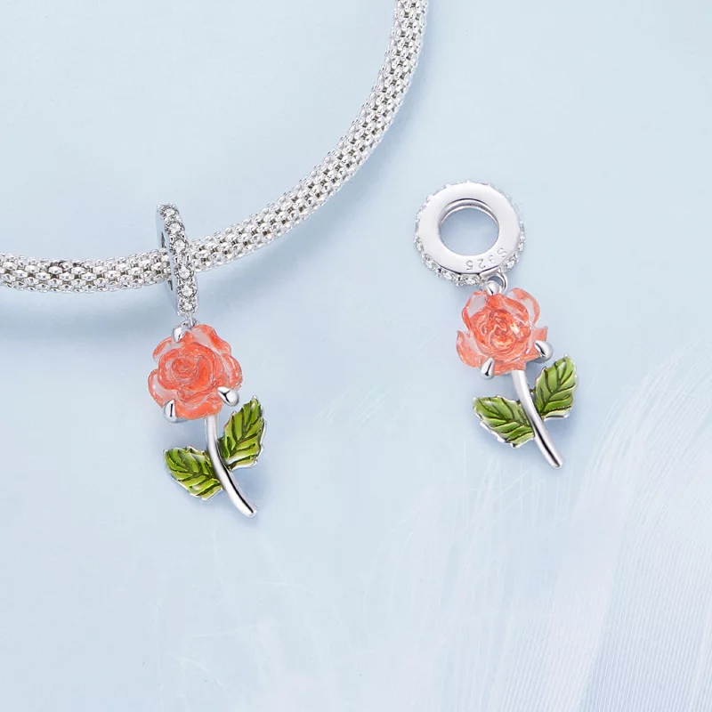 (image pour) Pendentif en cristal style Pandora avec rose suspendue - BSC824-OG - Afficher 4