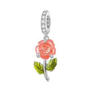 (image pour) Pendentif en cristal style Pandora avec rose suspendue - BSC824-OG