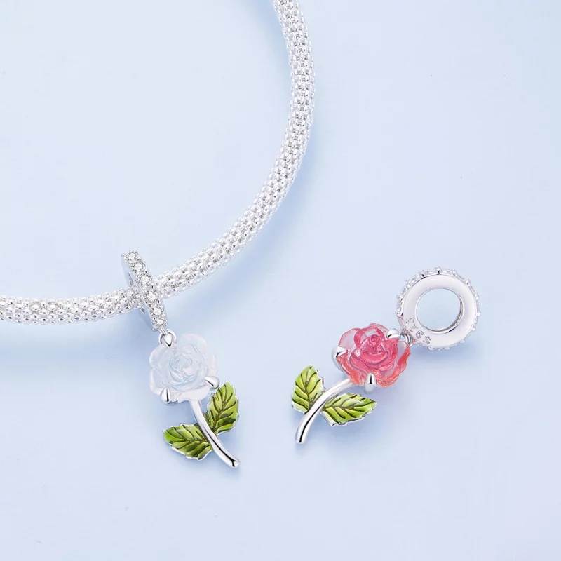 (image pour) Pendentif en cristal style Pandora avec une rose - BSC824 - Afficher 4