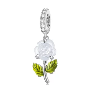 (image pour) Pendentif en cristal style Pandora avec une rose - BSC824
