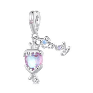 (image pour) Pendentif en forme de bonbon rose style Pandora - SCC2640
